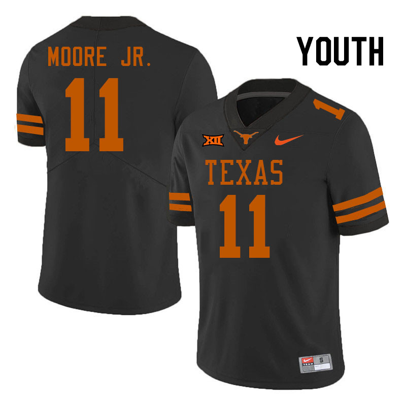 Youth #11 DeAndre Moore Jr. Texas Longhorns College Football Jerseys Stitched Sale-Black